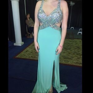 Teal Prom Dress with Sequins